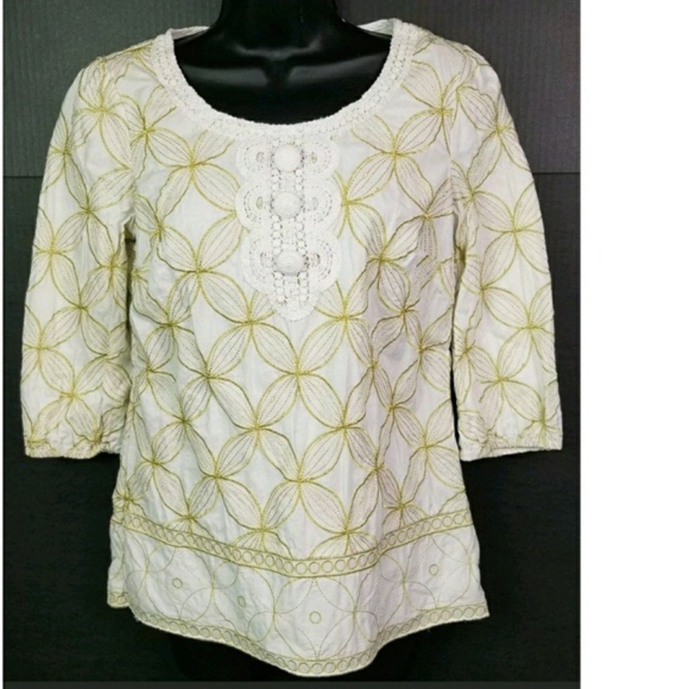 Lilly Pulitzer White and Gold Tunic Top
